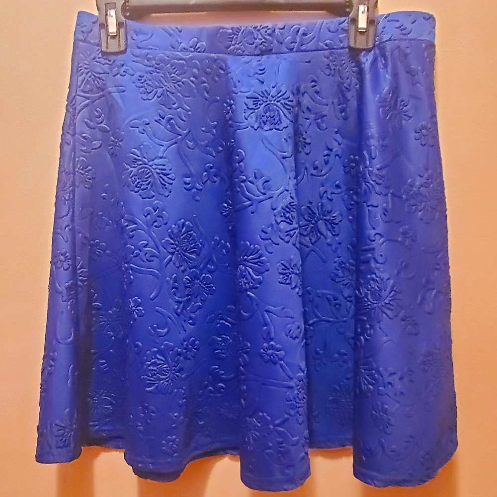 Royal Blue Floral Skirt - John & Anna - XL